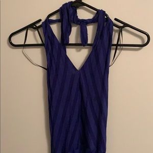 Blue striped halter dress